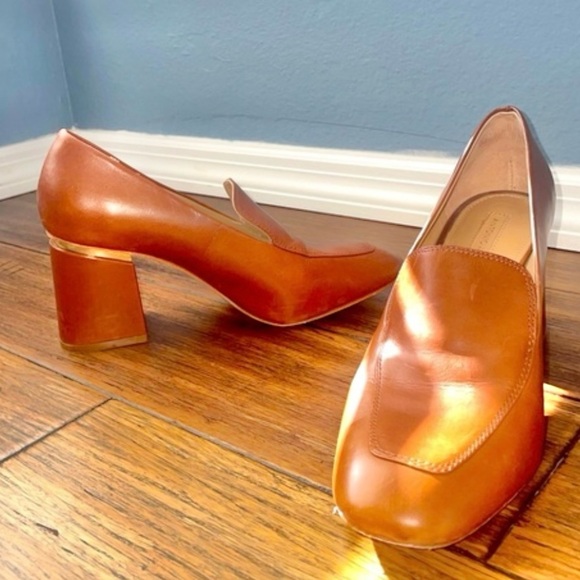 ANTONIO MELANI Shoes - Leather heels brown loafers work shoes classic heels chunky heels